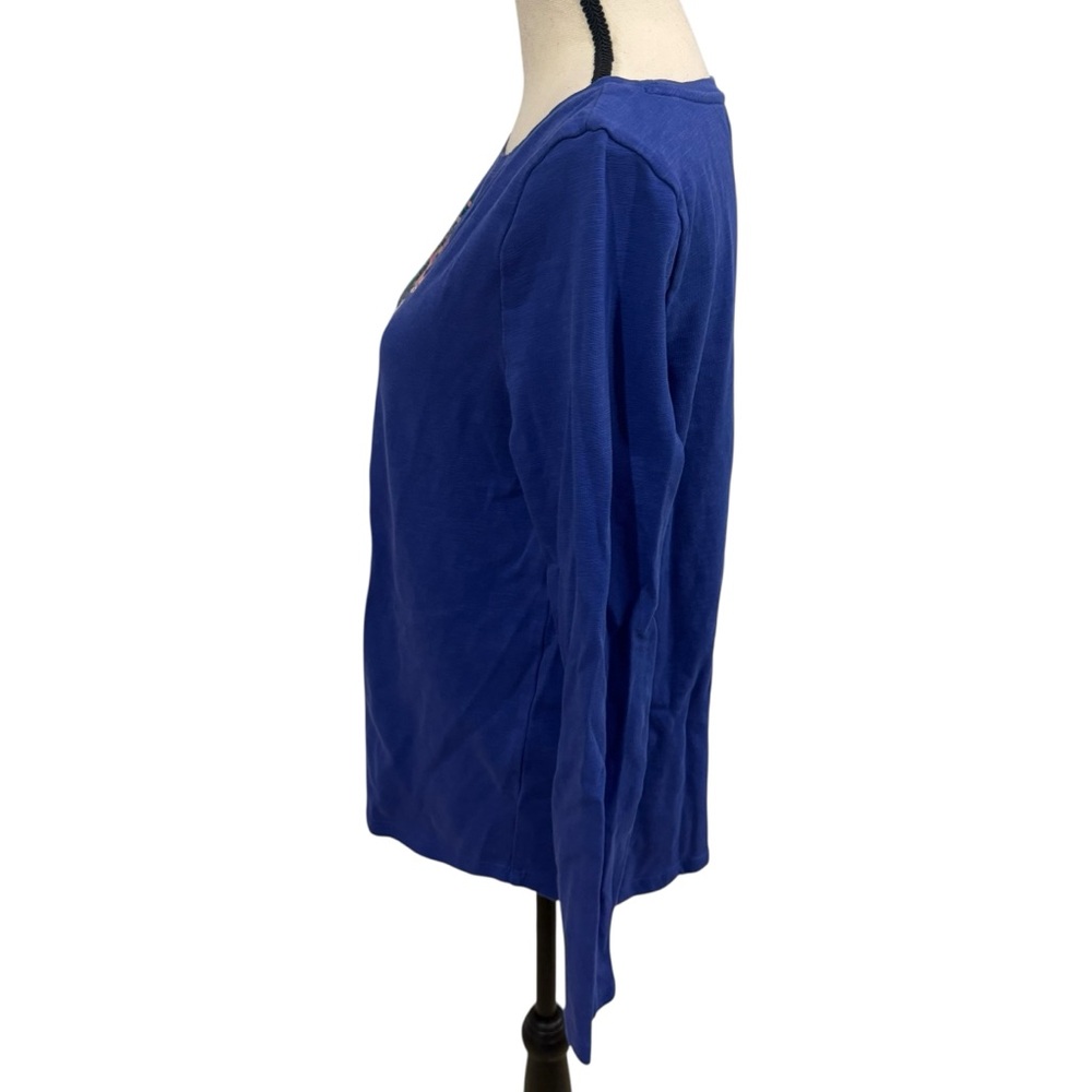 Talbots Royal Blue Christmas Car Presents Top Size Medium - Picture 4 of 8